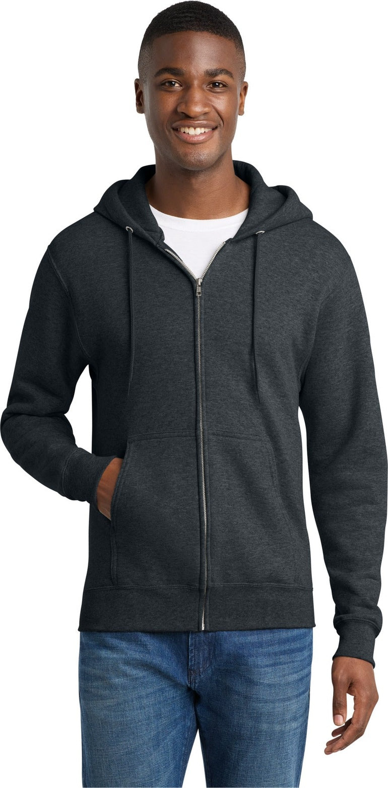 Dk Hthr Grey Port & Co Core Fleece Full-Zip Hooded Sweatshirt. PC78ZH
