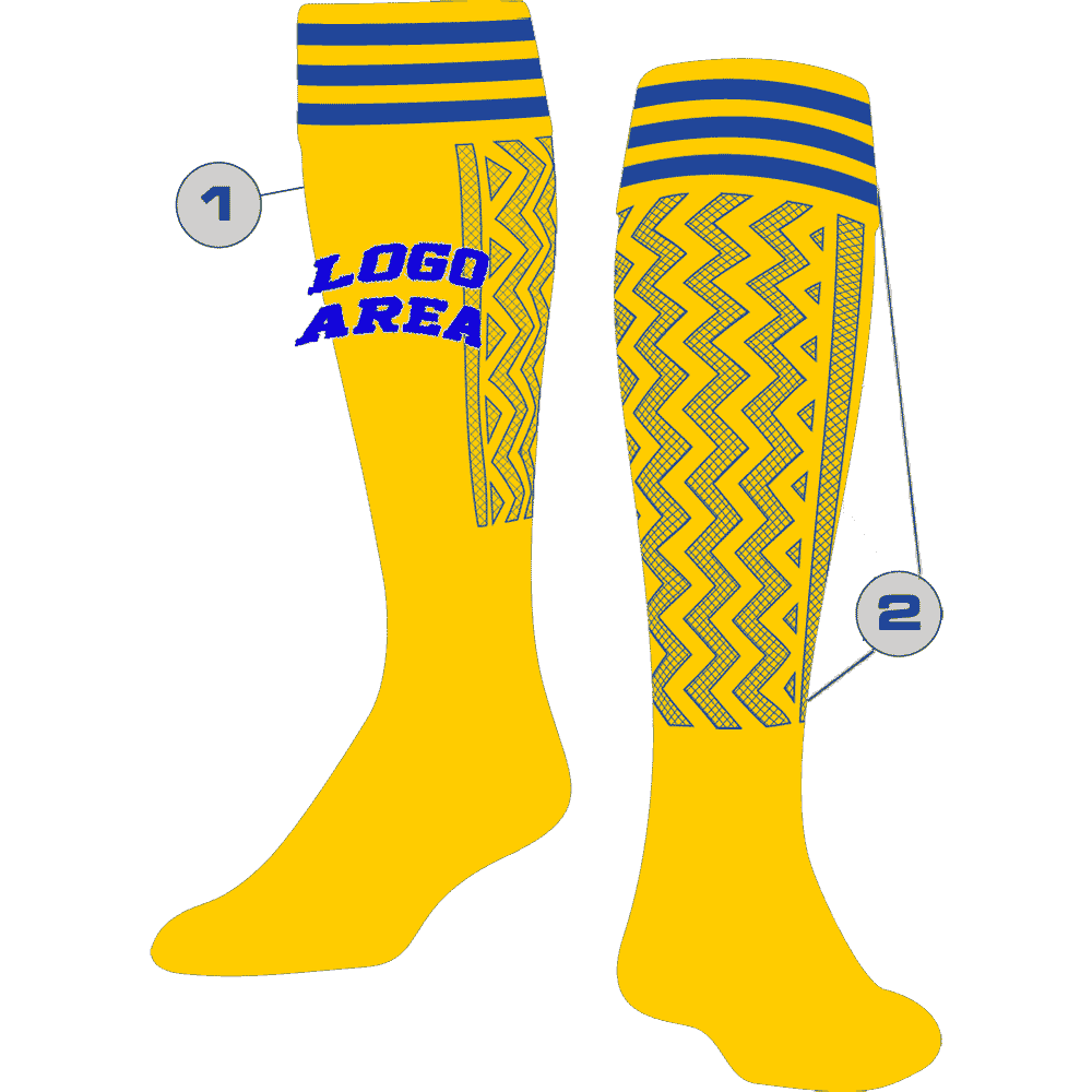 TCK Customizable Knee High Soccer Socks - Premier with Stripes Pattern - HIT a Double - 1