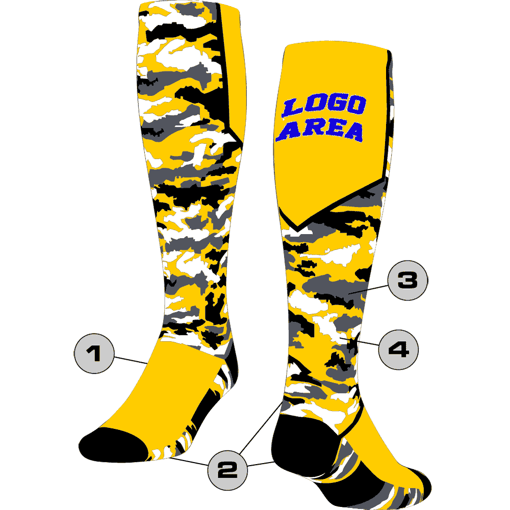 TCK Customizable Knee High Socks - Woodland Camo Pattern - HIT a Double - 1