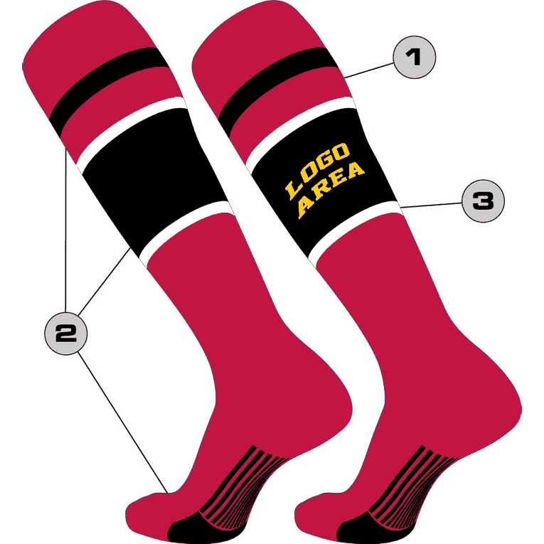 TCK Customizable Baseball Knee High Socks - Pattern 7 - HIT a Double - 1