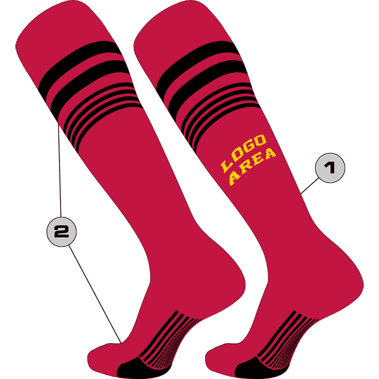 TCK Customizable Baseball Knee High Socks - Pattern 1 - HIT a Double - 1