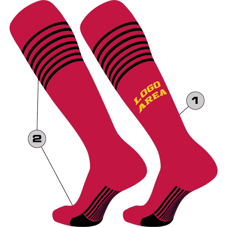 TCK Customizable Baseball Knee High Socks - Pattern 2 - HIT a Double - 1