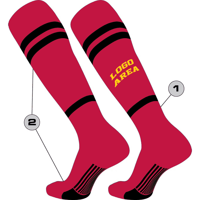 TCK Customizable Baseball Knee High Socks - Pattern 4 - HIT a Double - 1