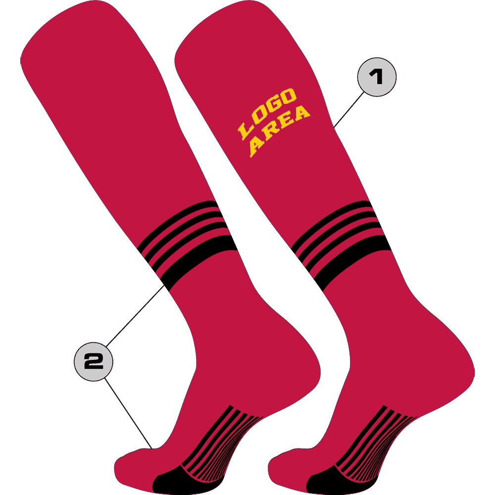 TCK Customizable Baseball Knee High Socks - Pattern 5 - HIT a Double - 1