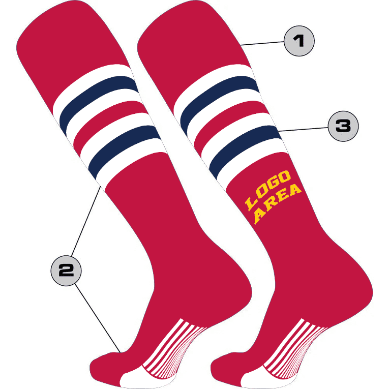 TCK Customizable Baseball Knee High Socks - Pattern 6 - HIT a Double - 1