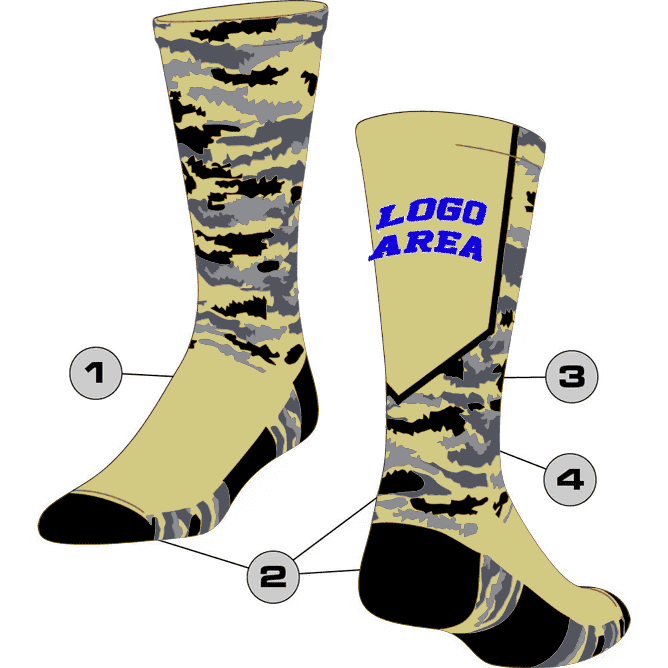 TCK Customizable Crew Socks - Woodland Camo Pattern - HIT a Double - 1
