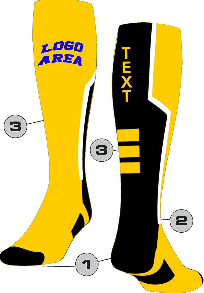 TCK Customizable Knee High Socks - Perimeter Pattern - HIT a Double - 1