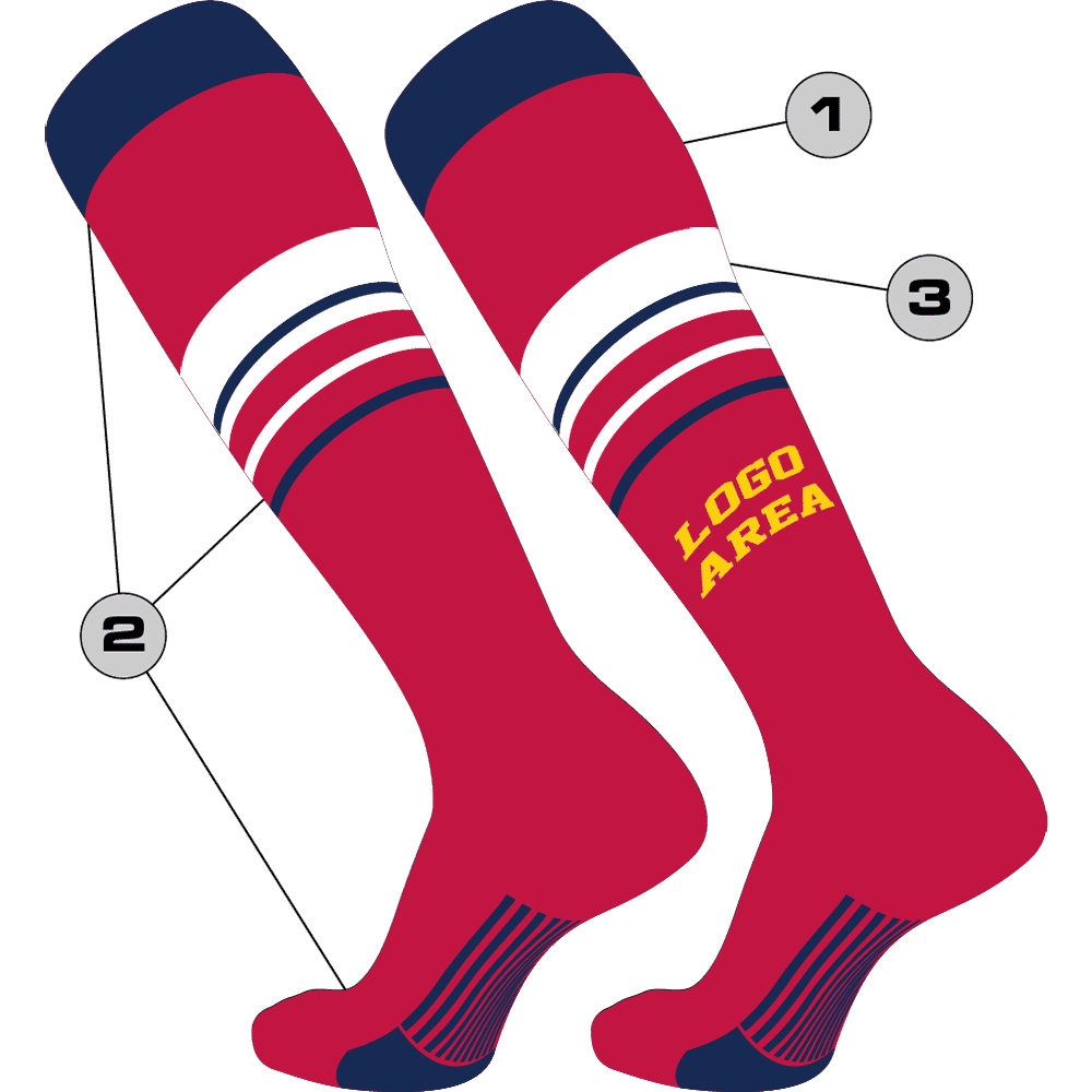 TCK Customizable Baseball Knee High Socks - Pattern 3 - HIT a Double - 1