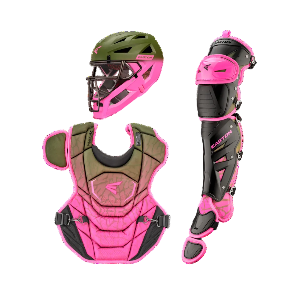 Easton Mav X Baseball Intermediate Catcher's Kit Mavxkitm - Military Green Pink