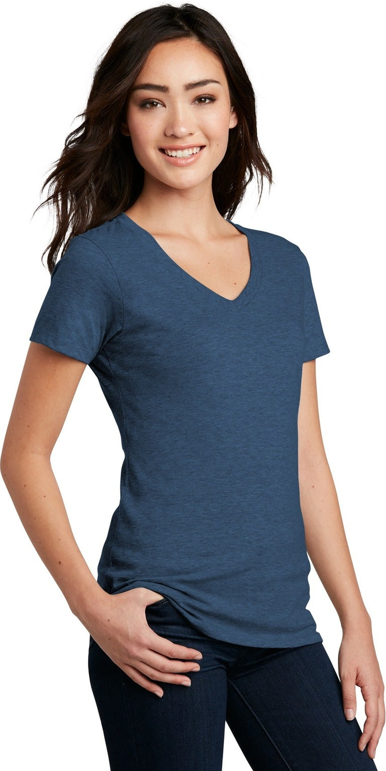 Dp Royal Fleck District Women's Perfect Blend CVC V-Neck Tee. DM1190L