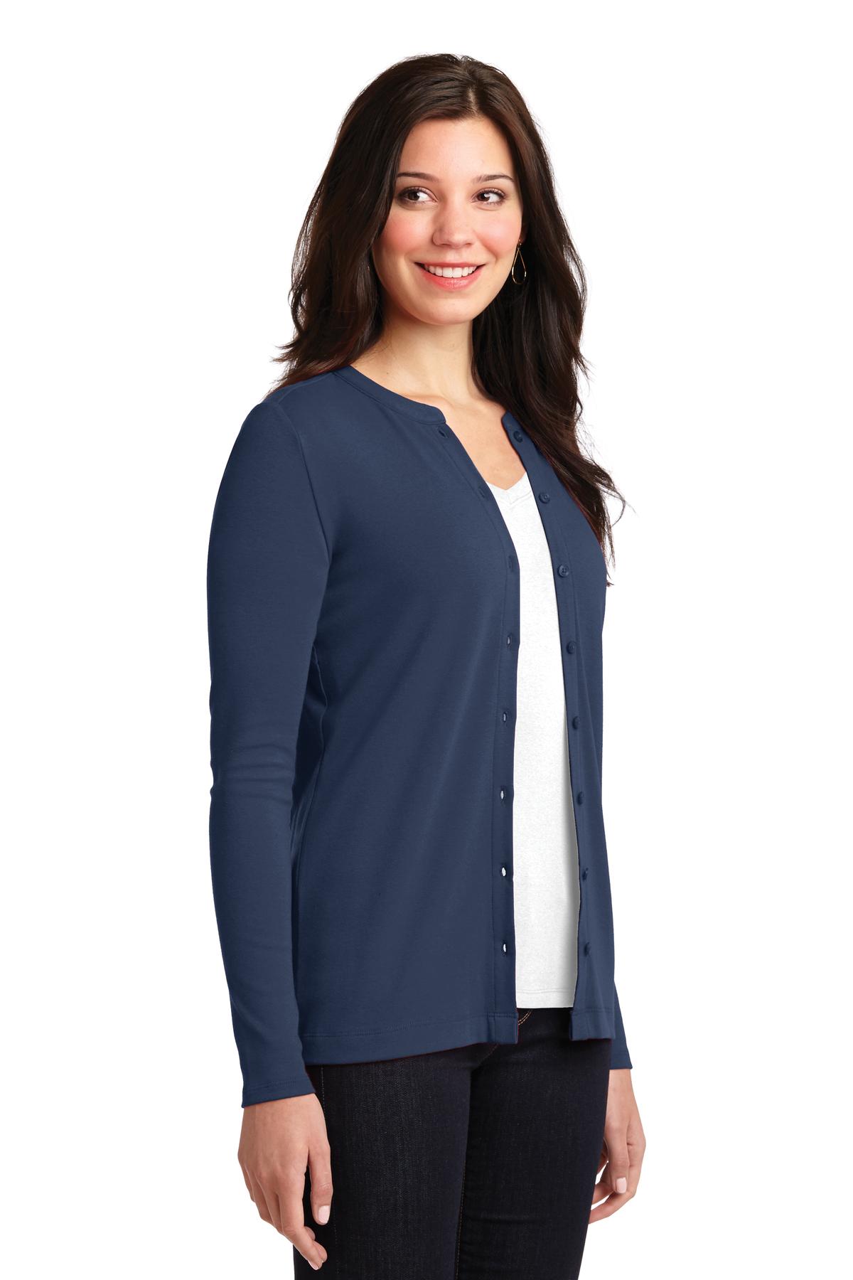 Dress Blue Nvy Port Authority Women's Concept Stretch Button-Front Cardigan. LM1008