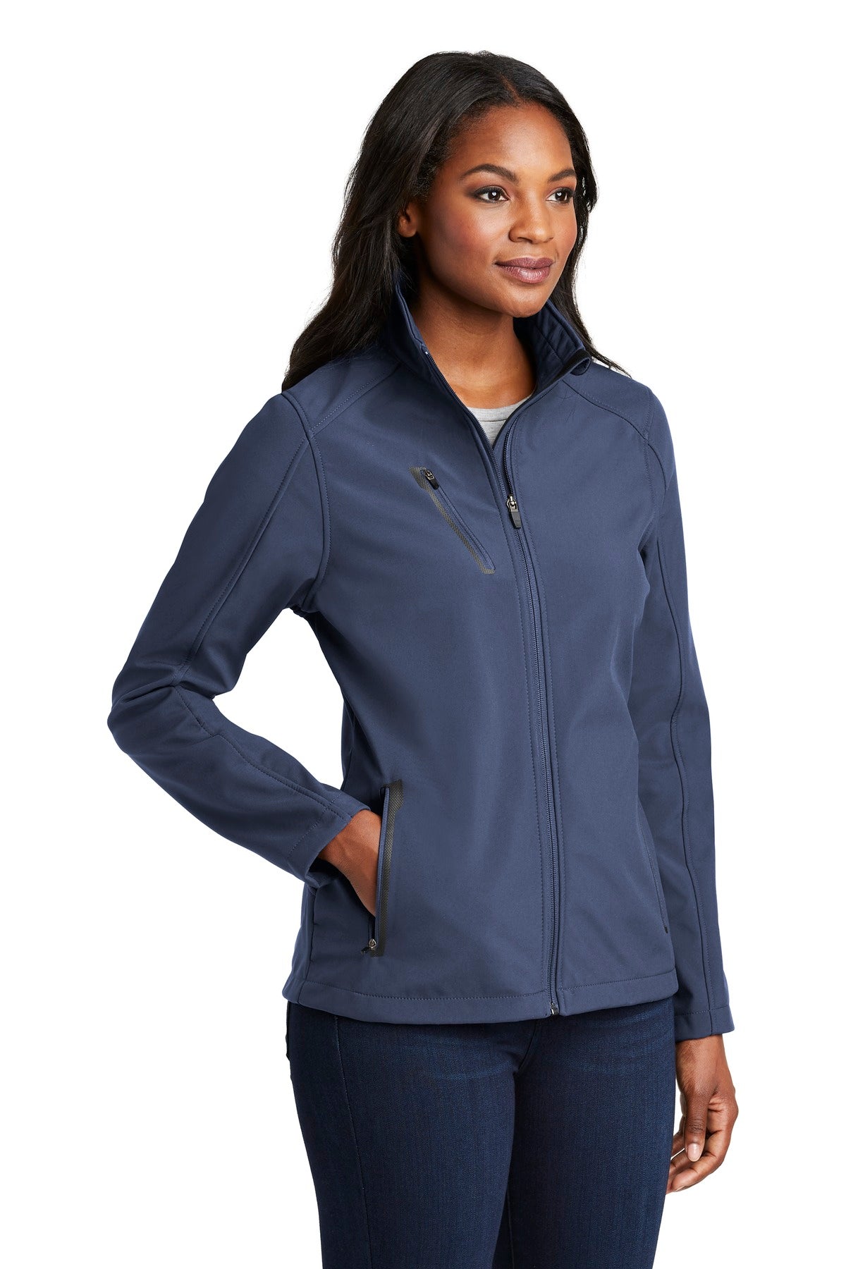 Dress Blue Nvy Port Authority Women's Welded Soft Shell Jacket. L324