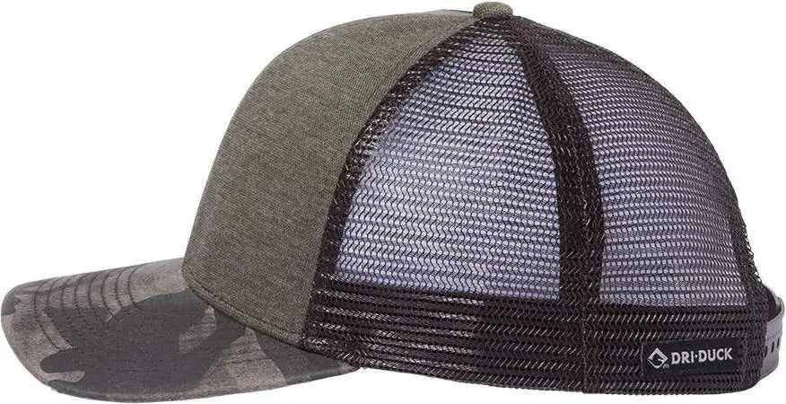 Dri Duck 3358 Pique Trucker Cap - Rock Camo
