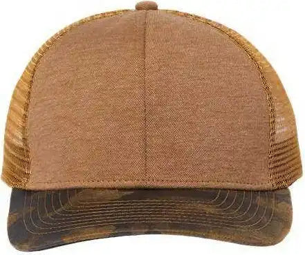 Dri Duck 3358 Pique Trucker Cap - Saddle Camo - Brown / 6 5/8’’ - 7 3/8’’
