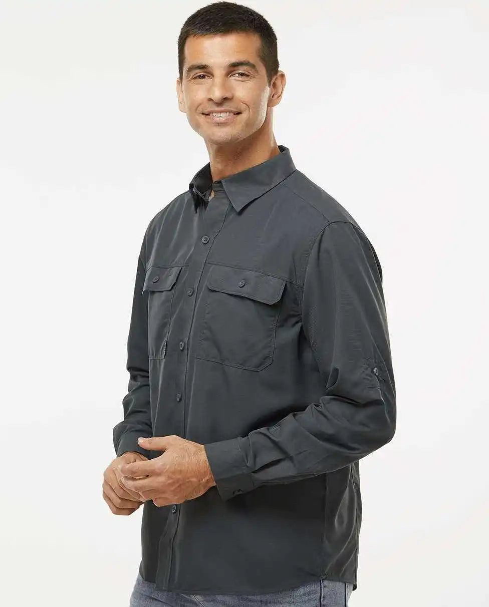 Dri Duck 4441 Crossroad Woven Shirt - Charcoal