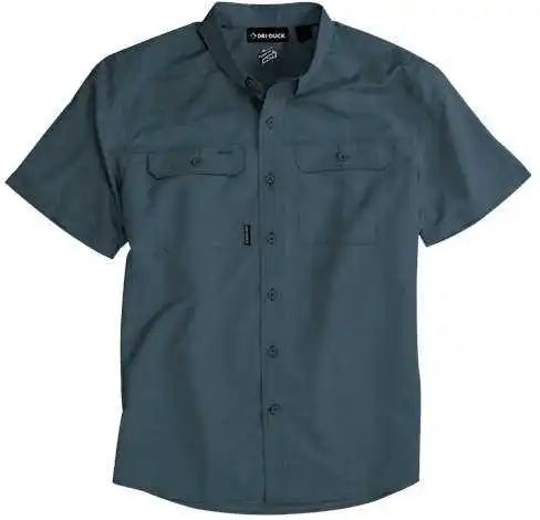 Dri Duck 4445 Crossroad Woven Short Sleeve Shirt Slate Blue