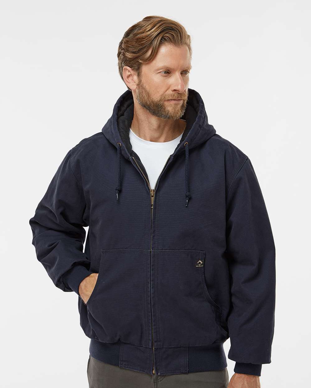 Dri Duck 5020t Cheyenne Boulder Cloth Hooded Jacket with Tricot Quilt Lining Tall Sizes - Navy