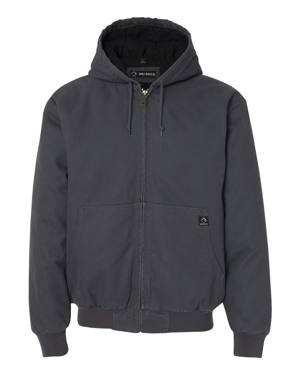 Dri Duck 5020t Cheyenne Boulder Cloth Hooded Jacket with Tricot Quilt Lining Tall Sizes - Charcoal