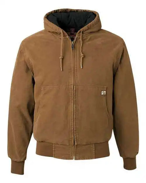 Dri Duck 5020t Cheyenne Boulder Cloth Hooded Jacket with Tricot Quilt Lining Tall Sizes - Saddle