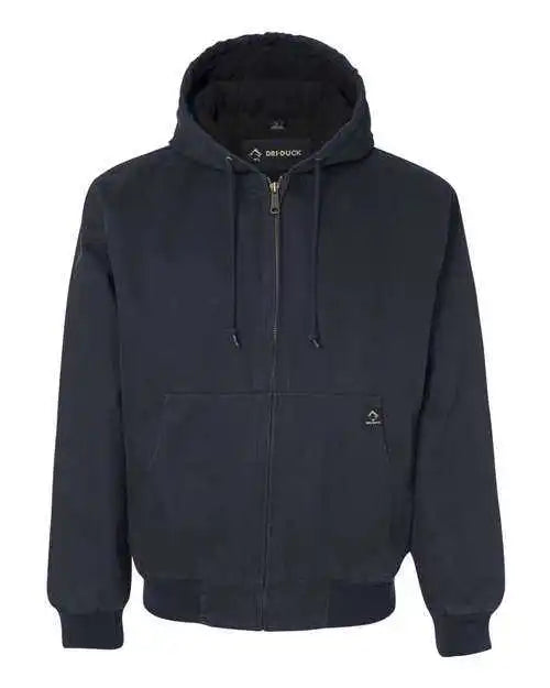 Dri Duck 5020t Cheyenne Boulder Cloth Hooded Jacket with Tricot Quilt Lining Tall Sizes - Navy