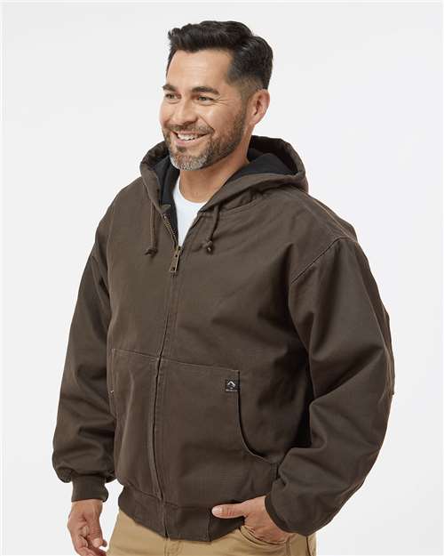 Dri Duck 5020t Cheyenne Boulder Cloth Hooded Jacket with Tricot Quilt Lining Tall Sizes - Tobacco