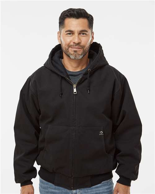 Dri Duck 5020t Cheyenne Boulder Cloth Hooded Jacket with Tricot Quilt Lining Tall Sizes - Black