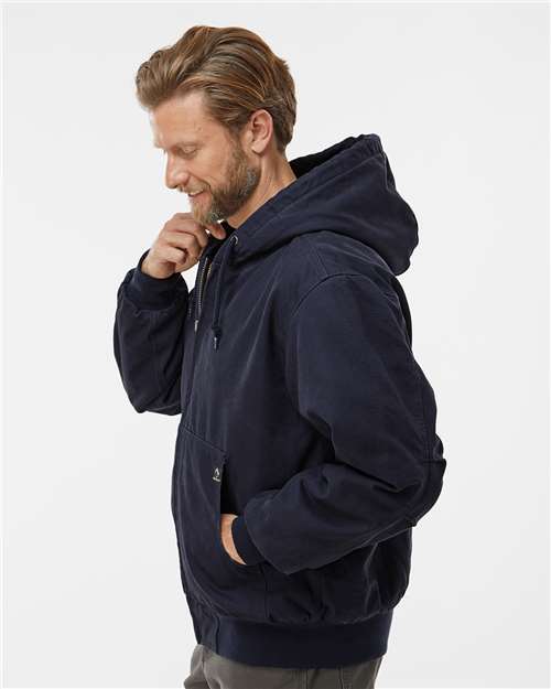 Dri Duck 5020t Cheyenne Boulder Cloth Hooded Jacket with Tricot Quilt Lining Tall Sizes - Navy