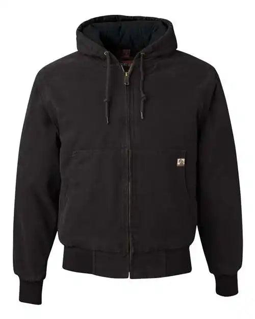 Dri Duck 5020t Cheyenne Boulder Cloth Hooded Jacket with Tricot Quilt Lining Tall Sizes Black