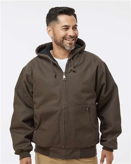 Dri Duck 5020t Cheyenne Boulder Cloth Hooded Jacket with Tricot Quilt Lining Tall Sizes - Tobacco