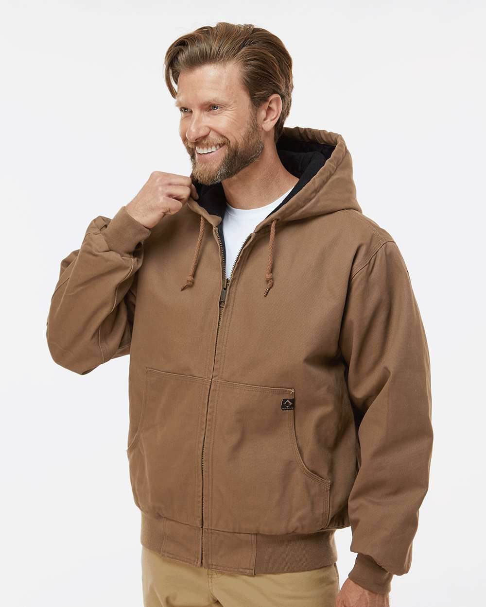 Dri Duck 5020t Cheyenne Boulder Cloth Hooded Jacket with Tricot Quilt Lining Tall Sizes - Field Khaki