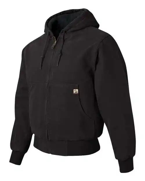 Dri Duck 5020t Cheyenne Boulder Cloth Hooded Jacket with Tricot Quilt Lining Tall Sizes - Black