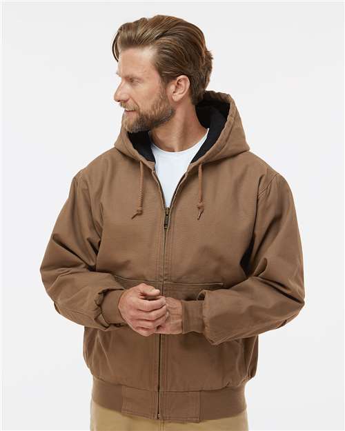 Dri Duck 5020t Cheyenne Boulder Cloth Hooded Jacket with Tricot Quilt Lining Tall Sizes - Field Khaki