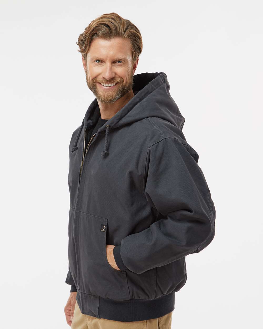 Dri Duck 5020t Cheyenne Boulder Cloth Hooded Jacket with Tricot Quilt Lining Tall Sizes - Charcoal