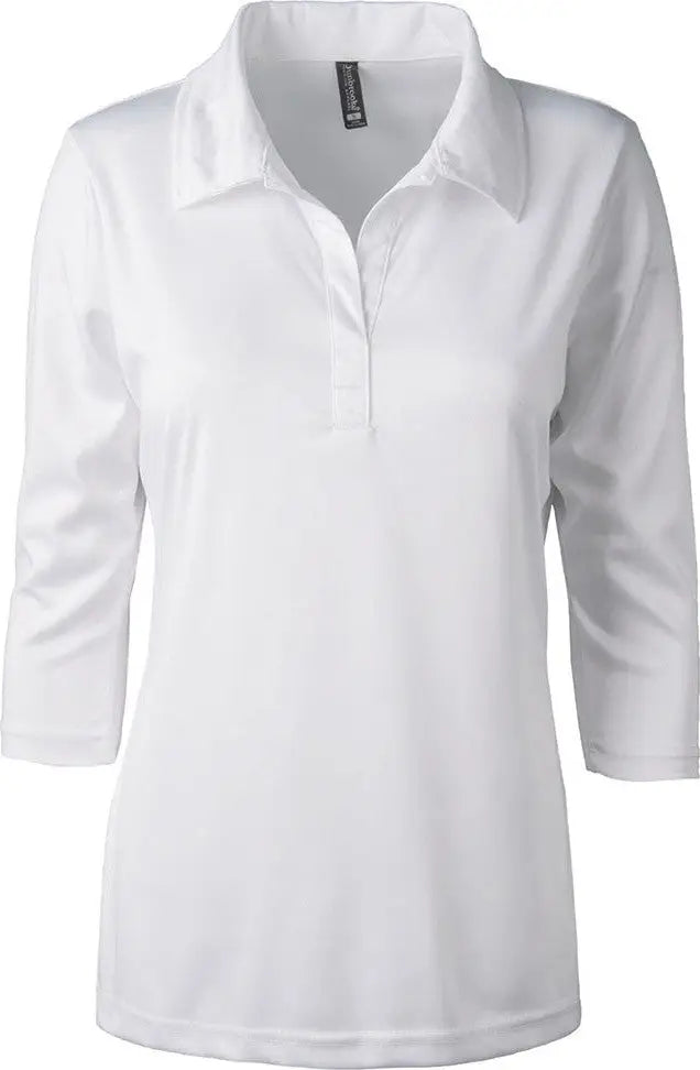 Dunbrooke 3153 Ladies Contour 3/4 Sleeve Polo - White - s