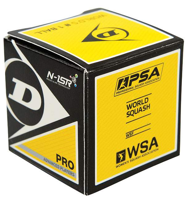 Dunlop Pro Squash Balls (1x) (black/double Yellow Dot) - Os