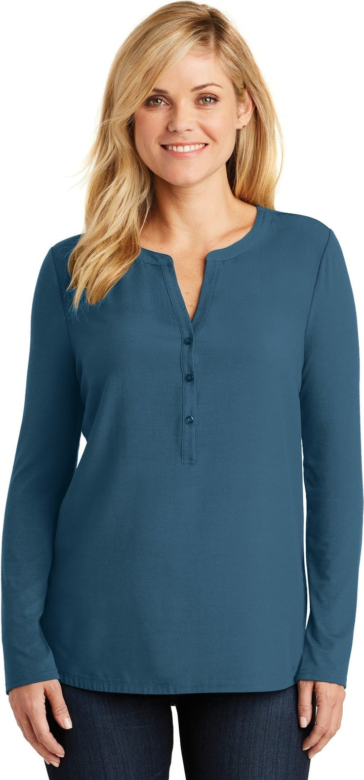 Dusty Blue Port Authority Women's Concept Henley Tunic. LK5432