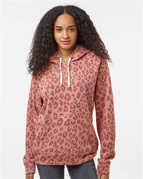 Dusty Rose Leopard Triblend Triblend Fleece Hooded Sweatshirt - 8871