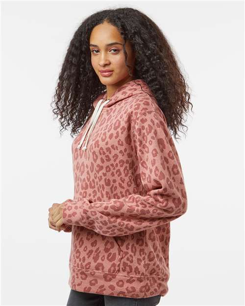 Dusty Rose Leopard Triblend Triblend Fleece Hooded Sweatshirt - 8871