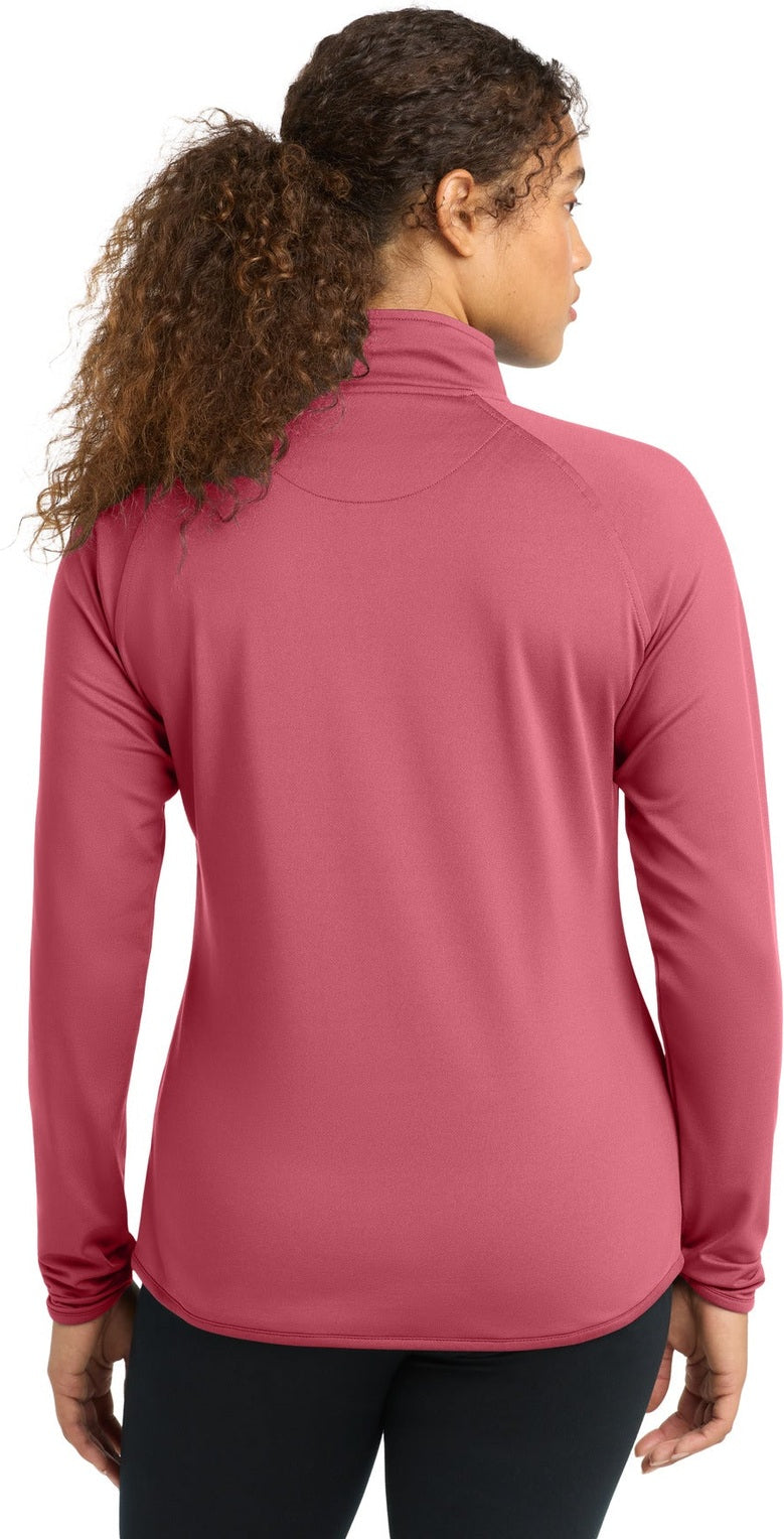 Dusty Rose Sport-Tek Women's Sport-Wick Stretch 1/4-Zip Pullover. LST850