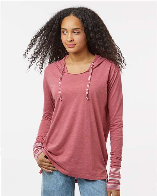 Dusty Rose Women's Heathered Jersey Hooded Tunic - W19439