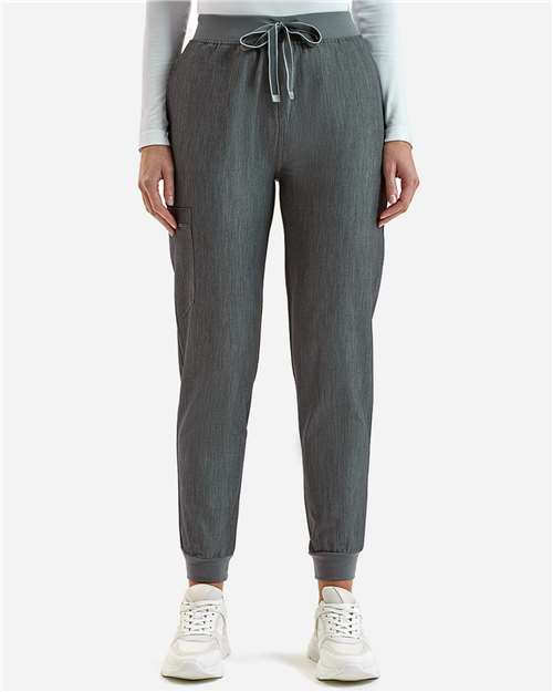 Rear View of Dynamo Grey Women's Energized Stretch Jogger Scrub Pants - NN610