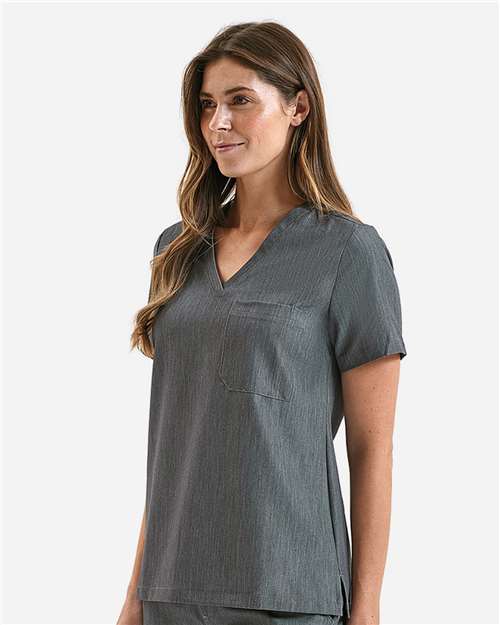 Dynamo Grey Women&#39;s Limitless V-Neck Stretch Scrub Top - NN300