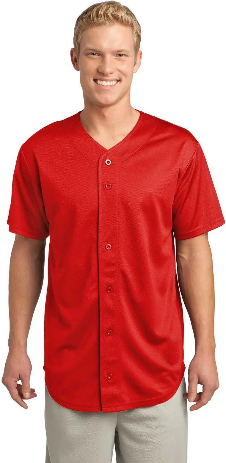Sport-tek St220 Posicharge Tough Mesh Full-button Jersey - True Red