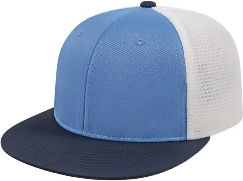 Cap America I8501 Flexfit Performance Trucker Mesh Back - Columbia Blue White - Navy / Xs