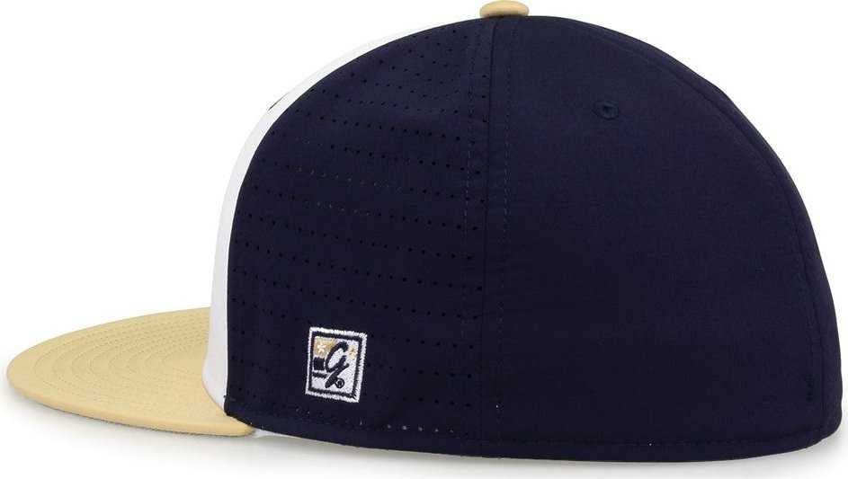 The Game GB998 Perforated GameChanger Cap - White Navy Vegas Gold - HIT a Double - 3