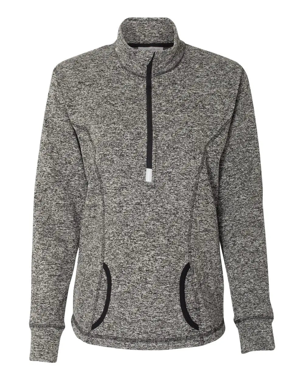 J. America 8617 Women’s Cosmic Fleece Quarter-zip Pullover - Charcoal Fleck Black - Dark Gray / s