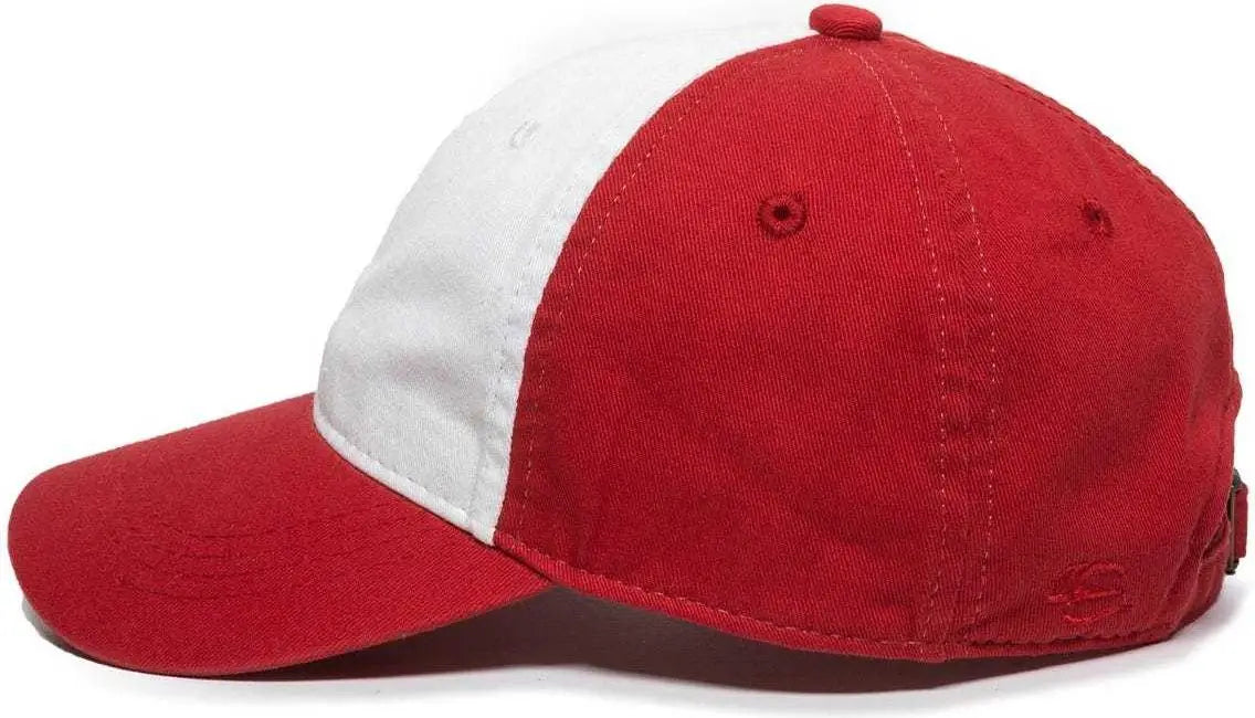 Oc Sports Gwt-111 Adjustable Strap Garment Wash Cotton Cap - White Red - 6 7/8’’ - 7 1/2’’