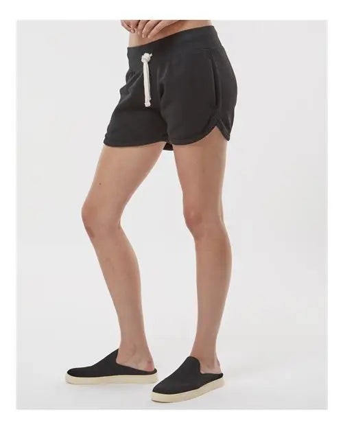 J. America 8856 Women’s Fleece Shorts - Black Solid