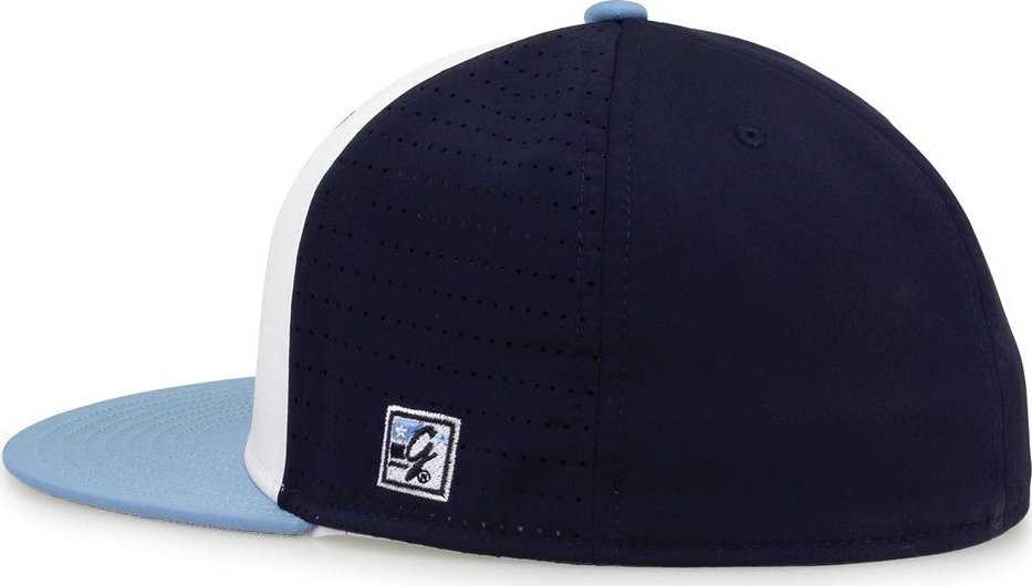 The Game GB998 Perforated GameChanger Cap - White Navy Columbia Blue - HIT a Double - 3