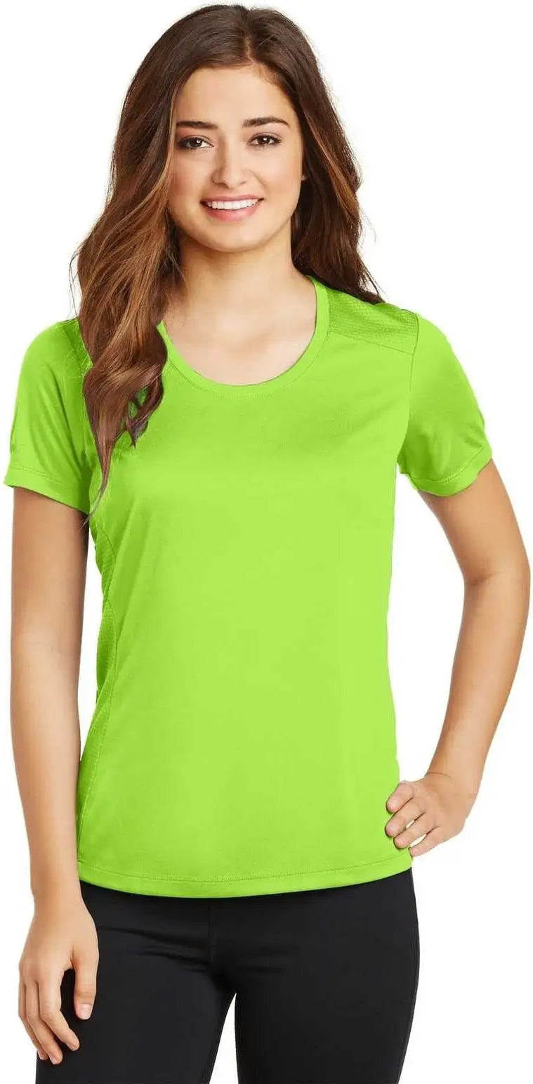 Sport-tek Lst380 Ladies Posicharge Elevate Scoop Neck Tee - Lime Shock